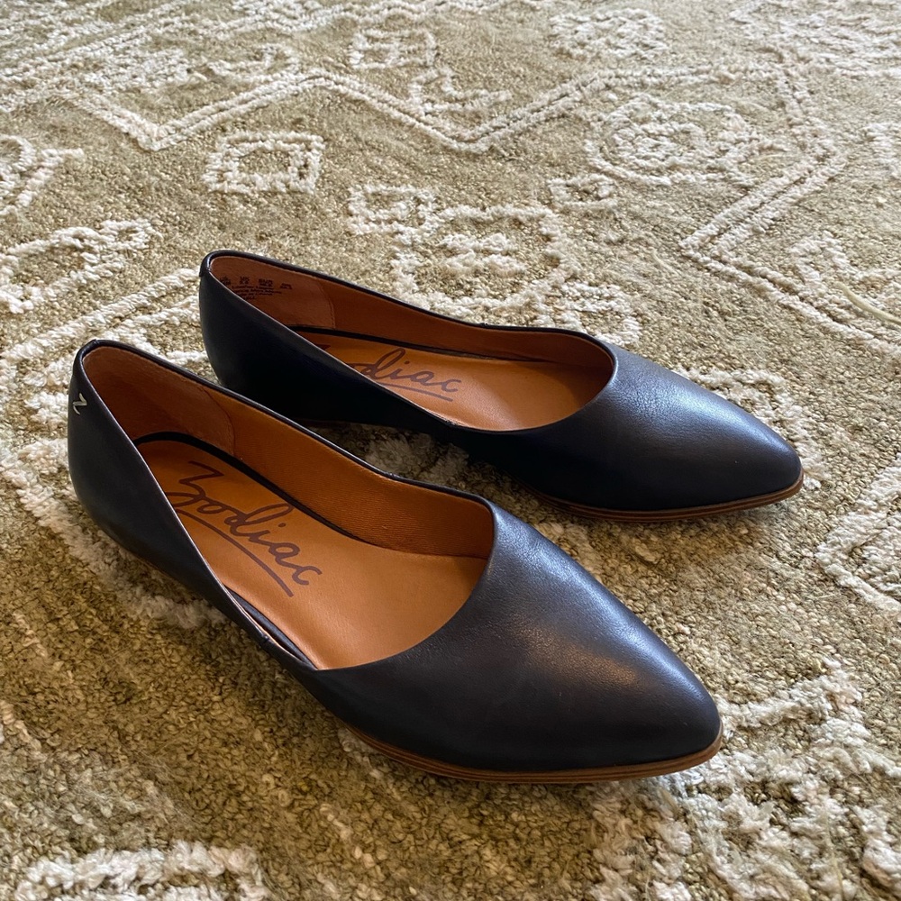 Zodiac Genuine Leather Pointed Toe Flats 8.5